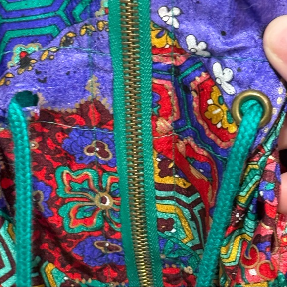 Lavon Petites PM Vintage Windbreaker Jacket Festival Retro Patchwork Print Event - Picture 6 of 16